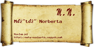 Máté Norberta névjegykártya